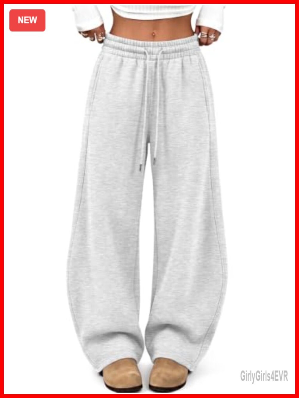 Barrel Wide Leg Fleece Sweatpants Low Rise Drawstring Pull On Pockets